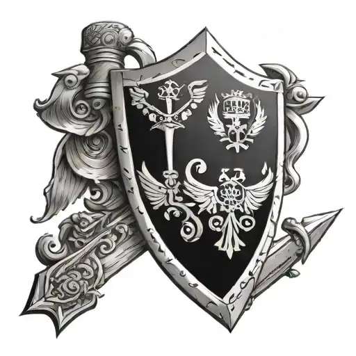 Shield And A Sword Fein Family Crest