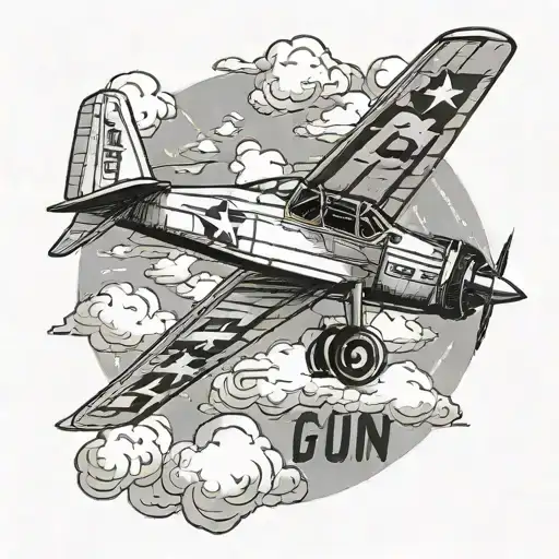 A Vintage Fighter Plane Soaring Through The Clouds With The Phrase 'Top Gun Maverick' In A Bold Font