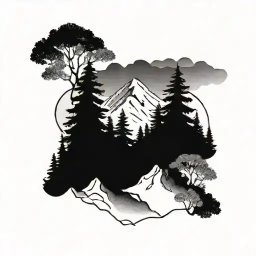 Mountain Trees Background Looking