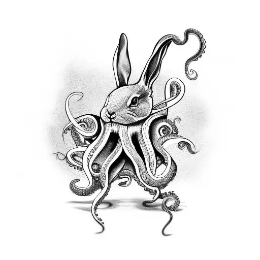 Rabbit Fighting With An Octopus