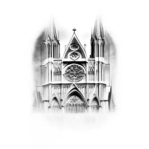 Gothic Architecture Tattoo Of A Cathedral Fine Line