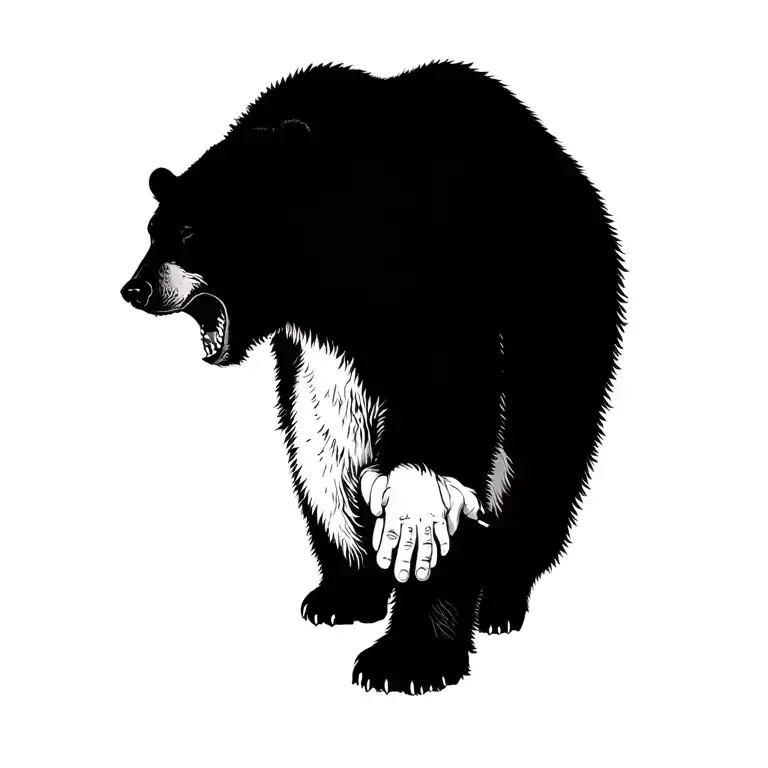 Realistic Polar Bear Walking Hand In Hand