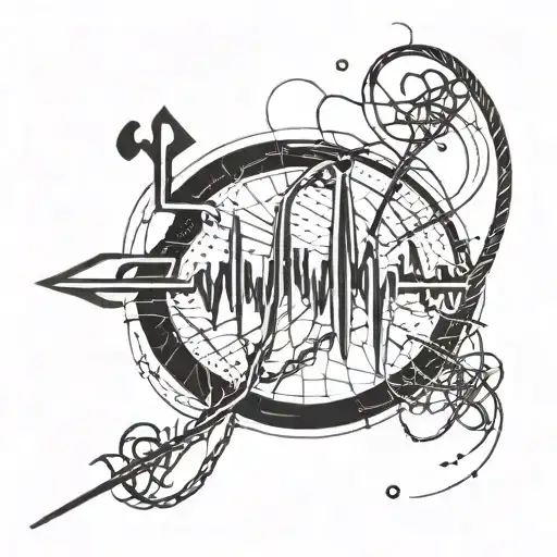 Ekg Line With Aeskulap Staff Intertwined