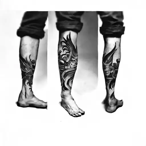 A Man With A Tattoo On His Arm And Chinese Name At Center