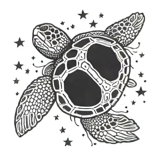 Sea Turtle With Filipino Sun And Stars