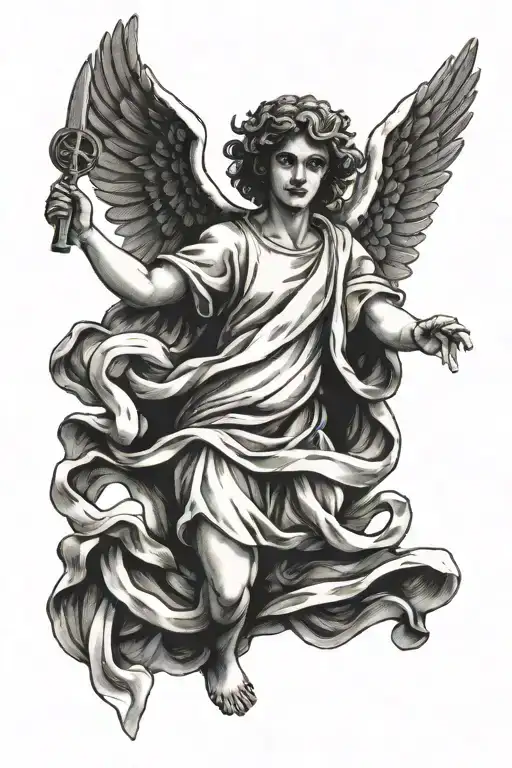 Angel Holding The Italian Flag Waving