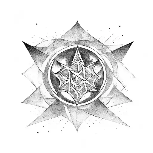 A Blackwork Tattoo Of A Mystic Sigil Incorporating Elements Of Black Magic And The Unknown