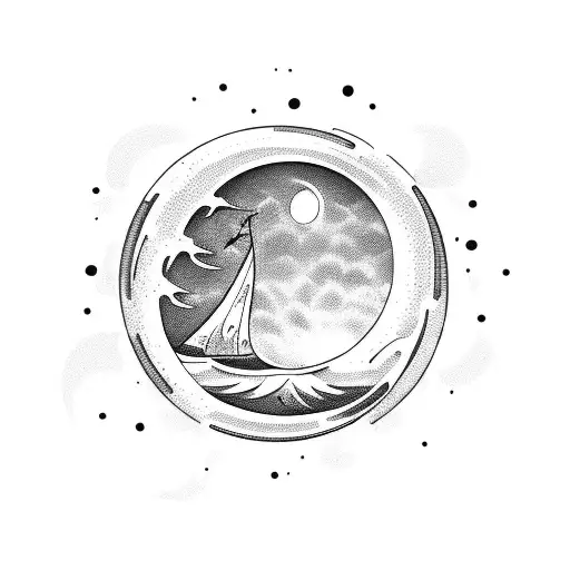 A Serene Moonlit Beach With Waves Crashing Against The Shore