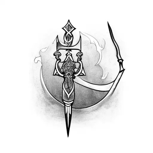 A Priest With A Staff And A Sword