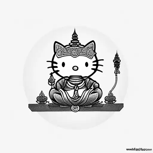 Hello Kitty As Buddha Sitting Meditating