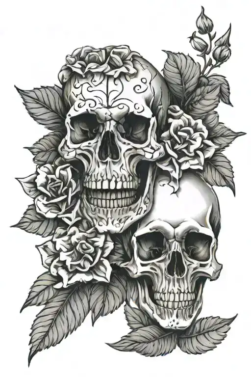 Skull And Primrose Flowers