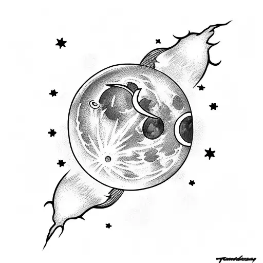 Moon With Clouds And Lightning On Upper Arm