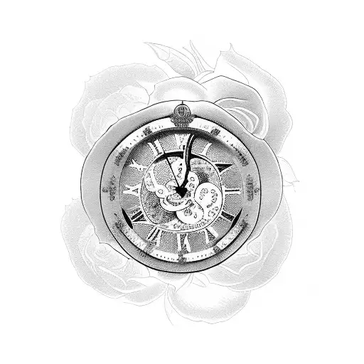 2004 Vertically With A Grandfather Clock Face Surrounded By Roses