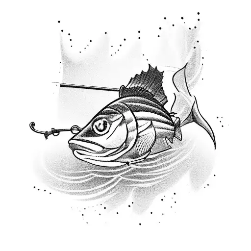 A Blackwork Tattoo Of A Fishing Lure Shaped Like Francesco Totti's Face