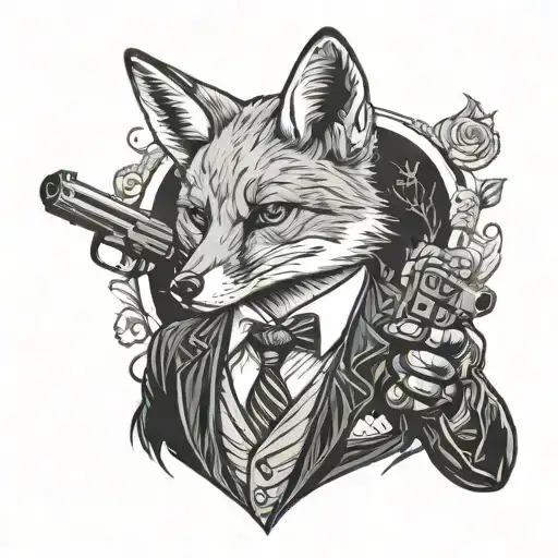 Fox In A Suit Holding A Gun