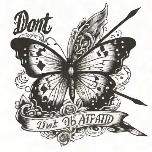Butterfly With An Arrow And A Sentence 'Don't Be Afraid'