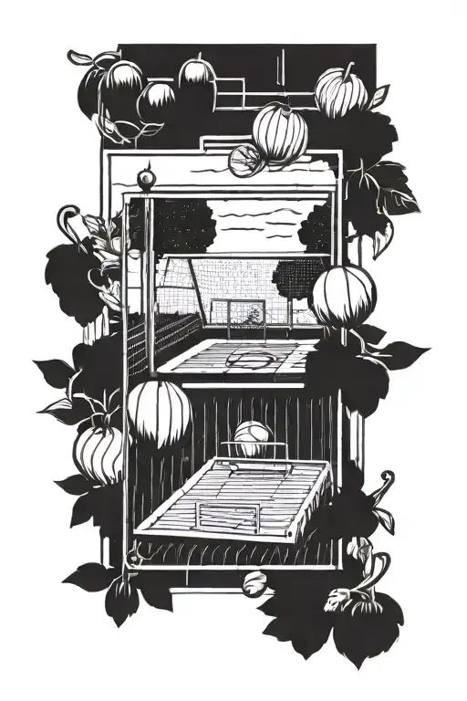 A Football Field With Goalposts Made Of Various Fruits And Vegetables