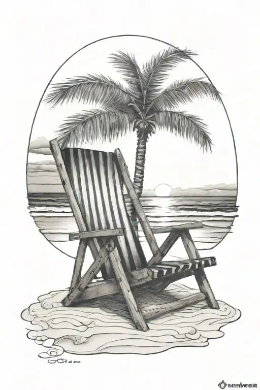 Beach Sunset Sky Beachchairs Realistic