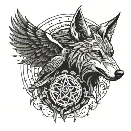 Wolve And Raven Fusion Design Combining