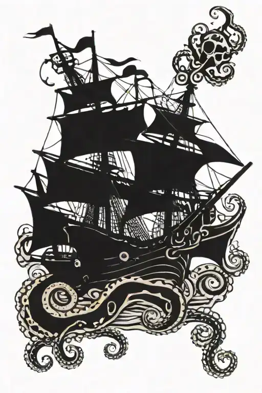 Pirate Ship And Octopus Wrapped