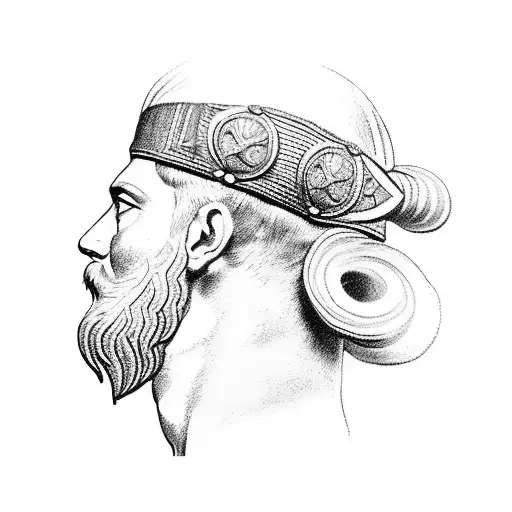 Sideview Of A Stoic Bearded Roman Soldier