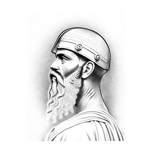 Sideview Of A Stoic Fully Bearded Roman Soldier