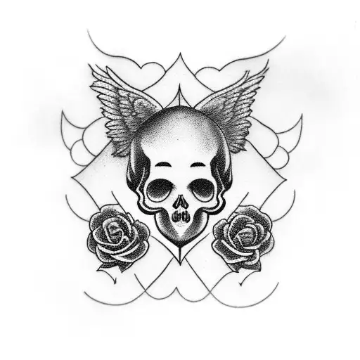 Clouds Angel Skull Roses