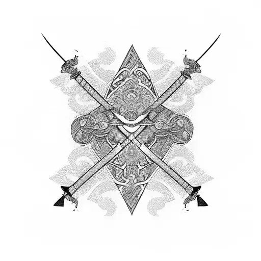 A Katana Sword Wrapped In A Beautiful Pattern Inspired By The 7 Samurais