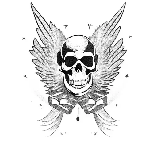 A Basketball Player Dunking A Skull With Angel Wings