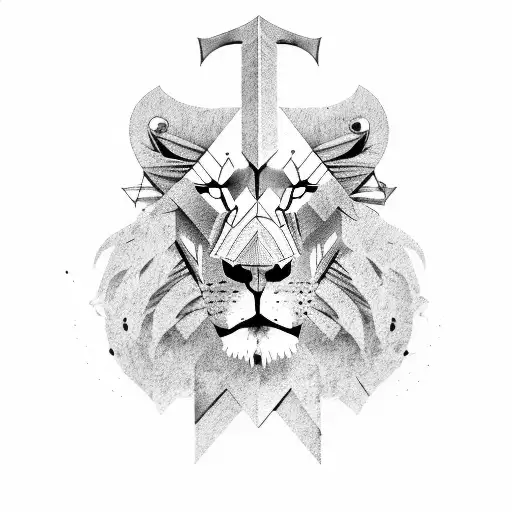 Lion And Spartan Warrior Combination