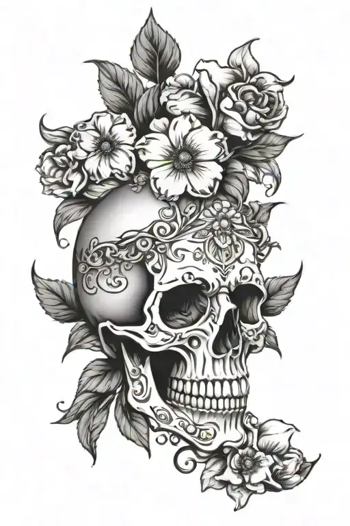 Skull And Flowers
