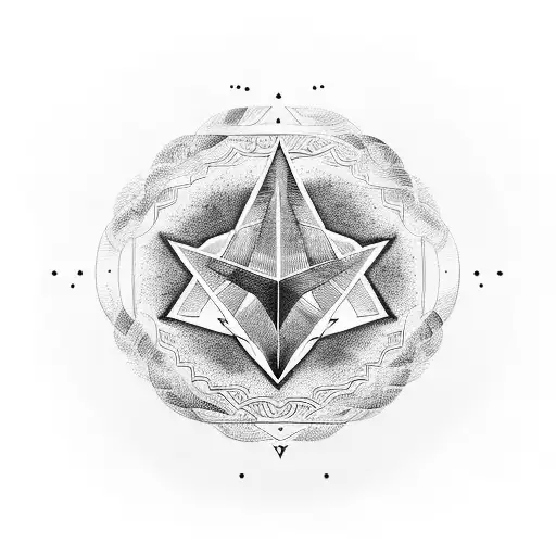 A Blackwork Tattoo Of A Vinyl Record With The Illuminati Symbol Incorporated Into The Grooves