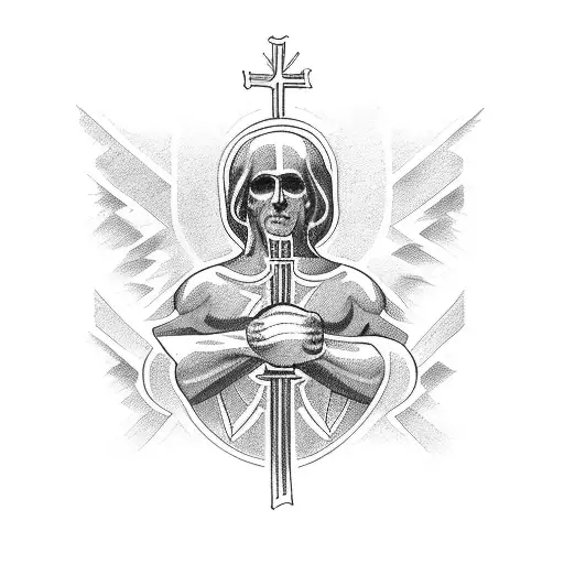 Masculin Christian Catholic Tattoo With Brazil Flag