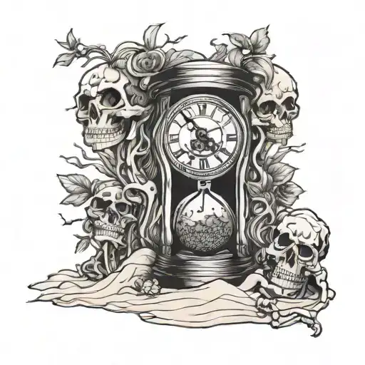 Sand Timer Time Running Skeleton