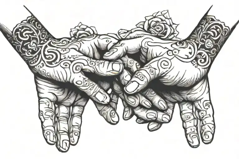 Husband And Wife Holding Hands Reaching