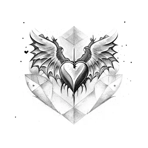 A Heart With Bat Wings In Neo Tribal