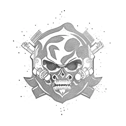 Violence Depicted Through A Yakuza Gun In Blackwork Style