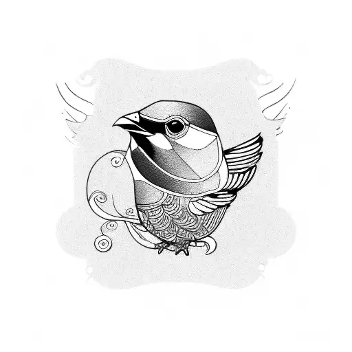 Multi-colored Small Bird With The Inscription Flute