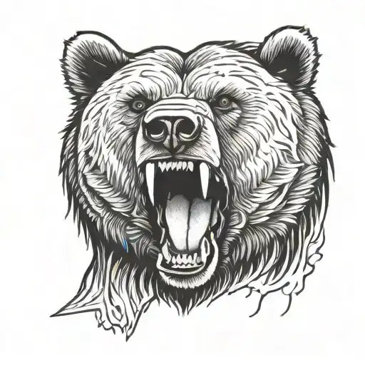 Angry Bear Head Open Mouth Gazing