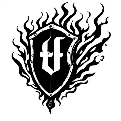 Name Doubley On A Shield With Fire And Smoke