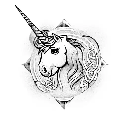 Unicorn With Celtic Cross