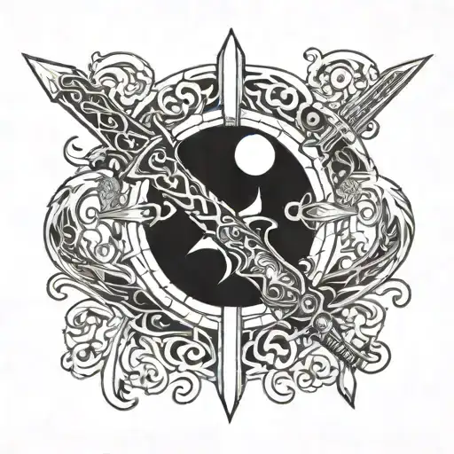 A Mystical Sword With A Moon-shaped Hilt