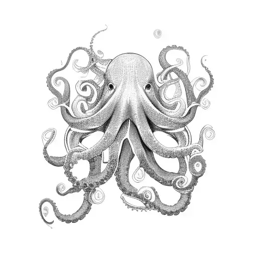 A Mystical Octopus Surrounded By Intricate Dotwork Patterns