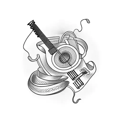 Guitar And Beer Bottle Intertwined