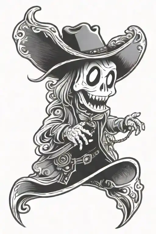 Cartoon Ghost Wearing A Cowboy Hat