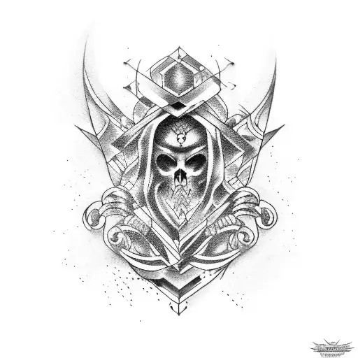 A Tattoo Combining Elements Of Rock And Metal Music With Greek Mythology