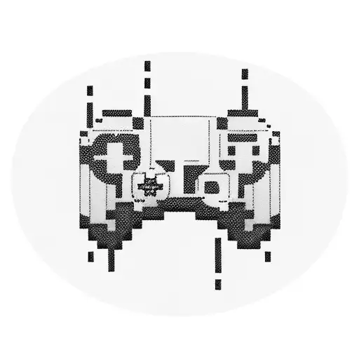 A Pixelated Gaming Controller Surrounded By Musical Notes