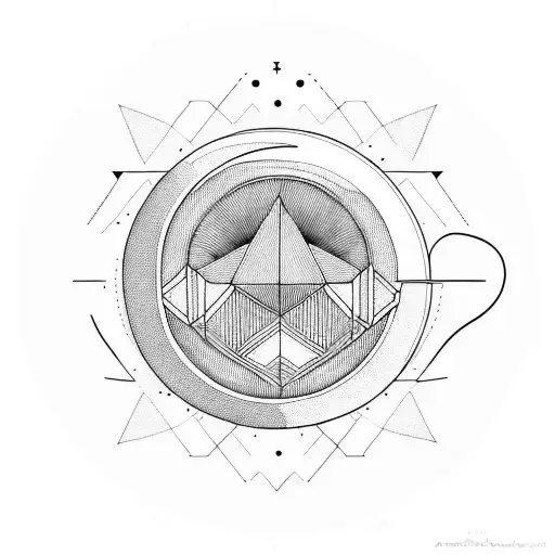 Geometric Moon With Abstract Coffee Cup