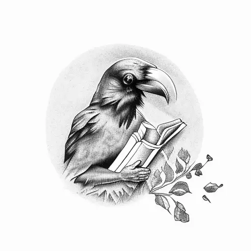 Raven With Book In Hand