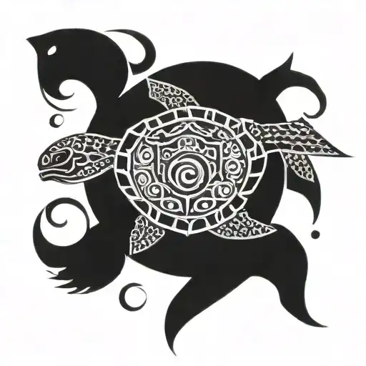 Polynesian Turtle Merging With A Ying Yang